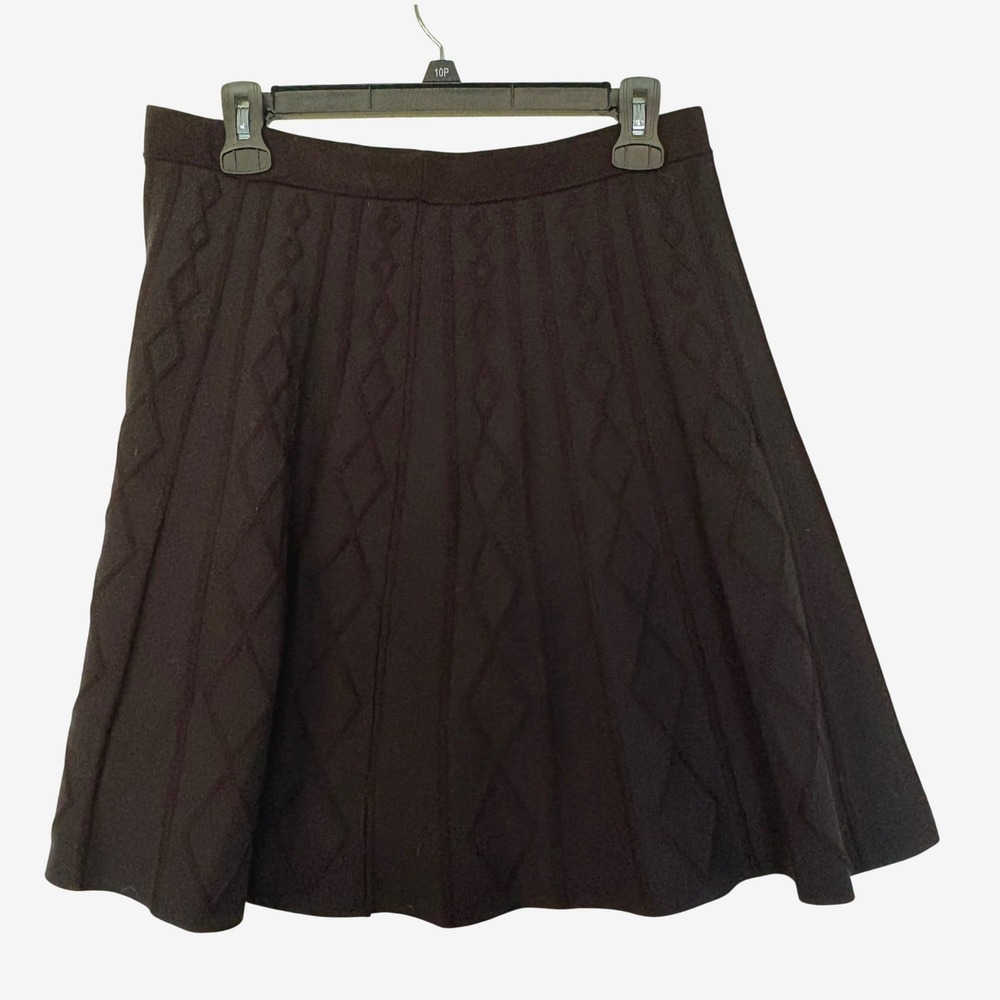 Philosophy Black Knit Skirt M Diamond Pleated Dark Academia Collegiate Preppy